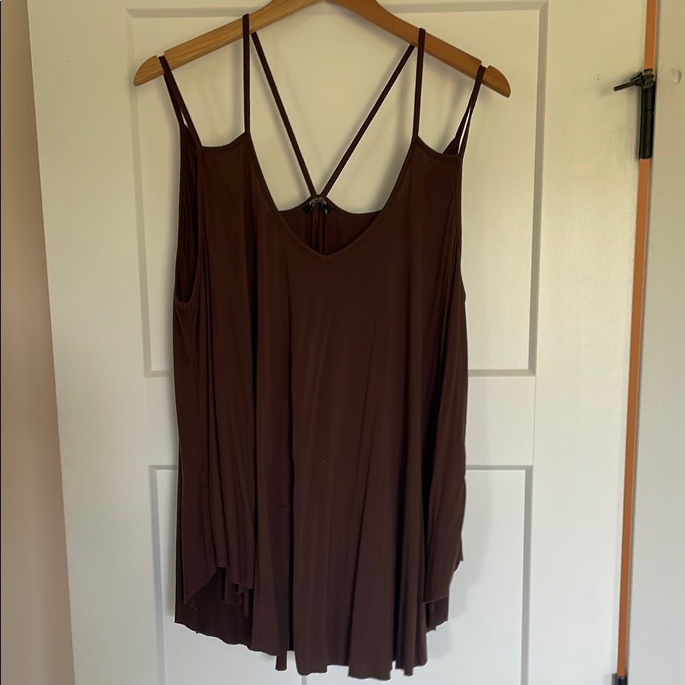 Zeagoo Brown Asymmetrical Camisole Tank Top